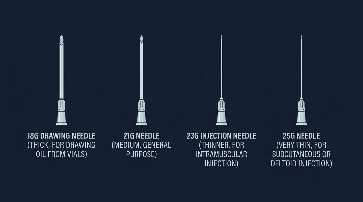 Needle gauge comparison  -  18G to 25G