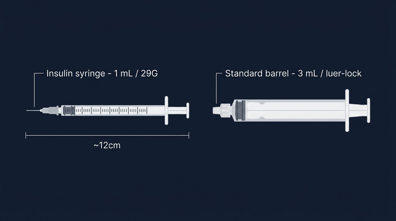 Insulin syringe vs standard 3 mL barrel